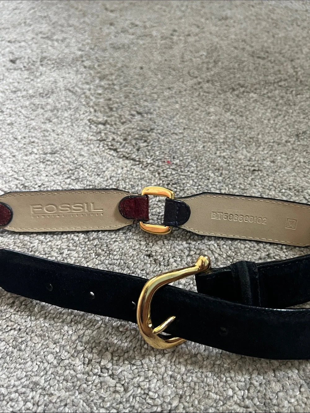 Fossil Genuine Leather Colorblock Suede Belt Gold Hardware Vintage Boho